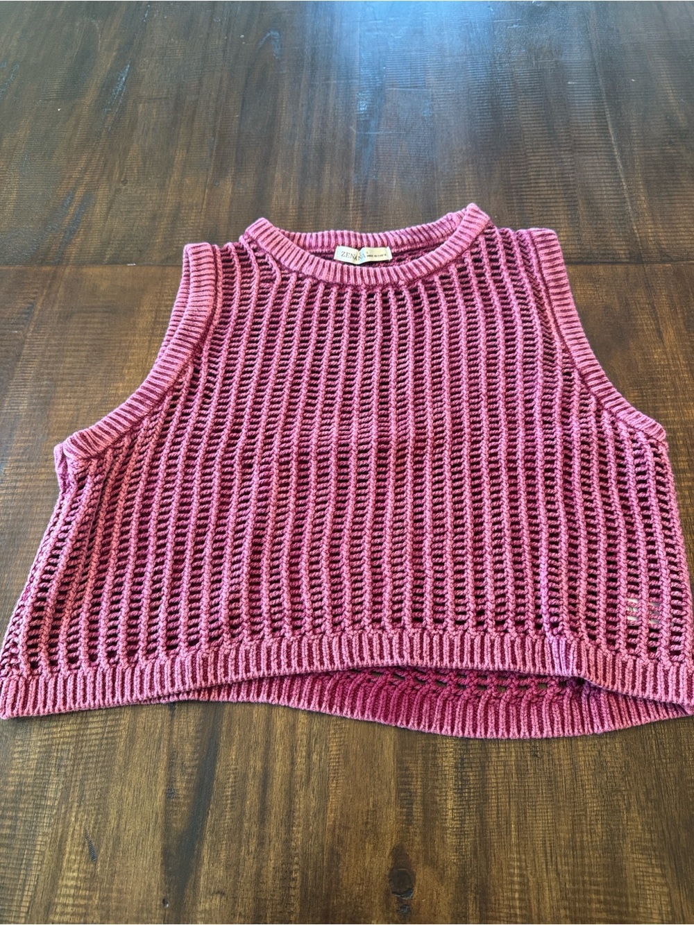Zenana Washed Fishnet Top - Picture 3 of 5